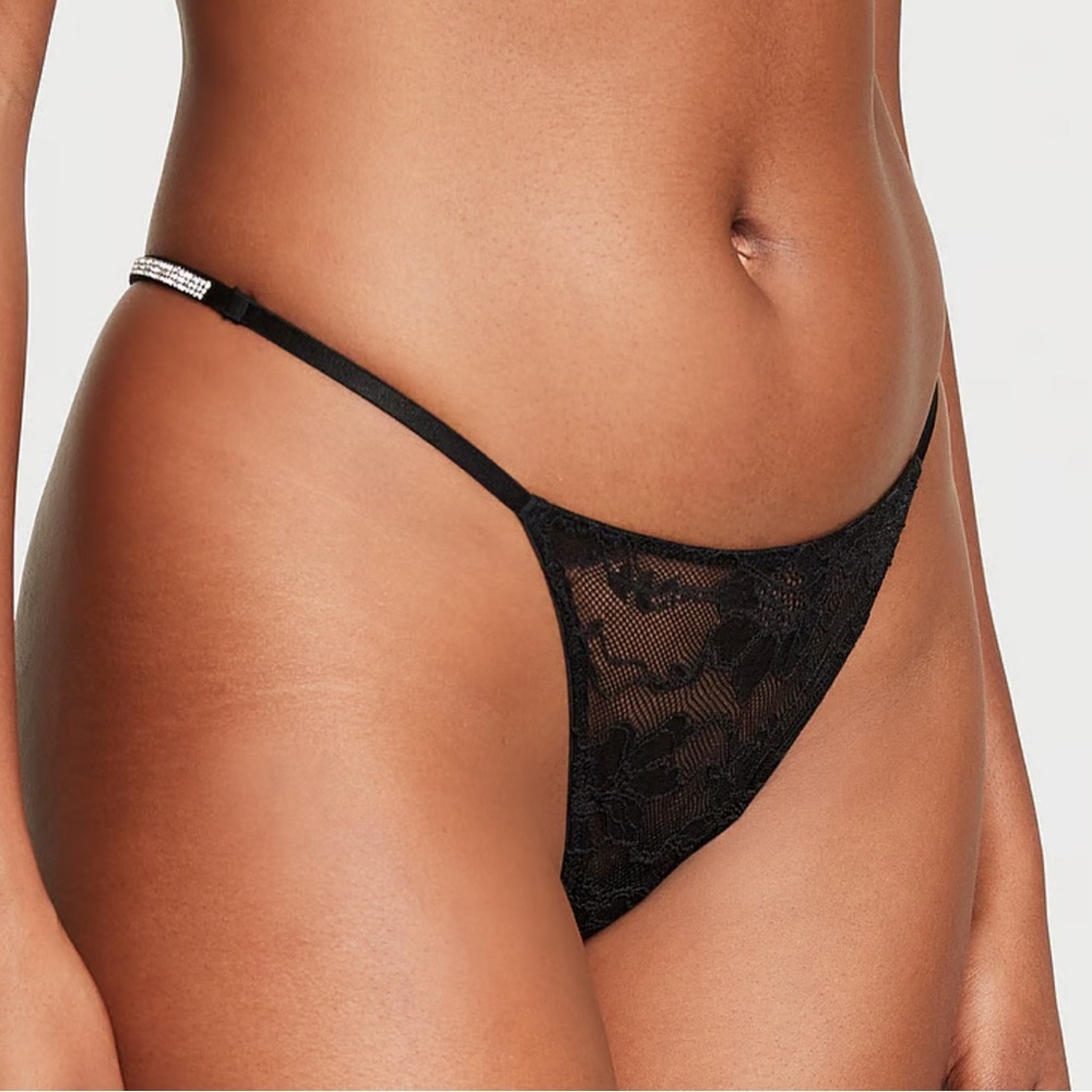 Victoria Secret Shine Strap Lace V-String Panty